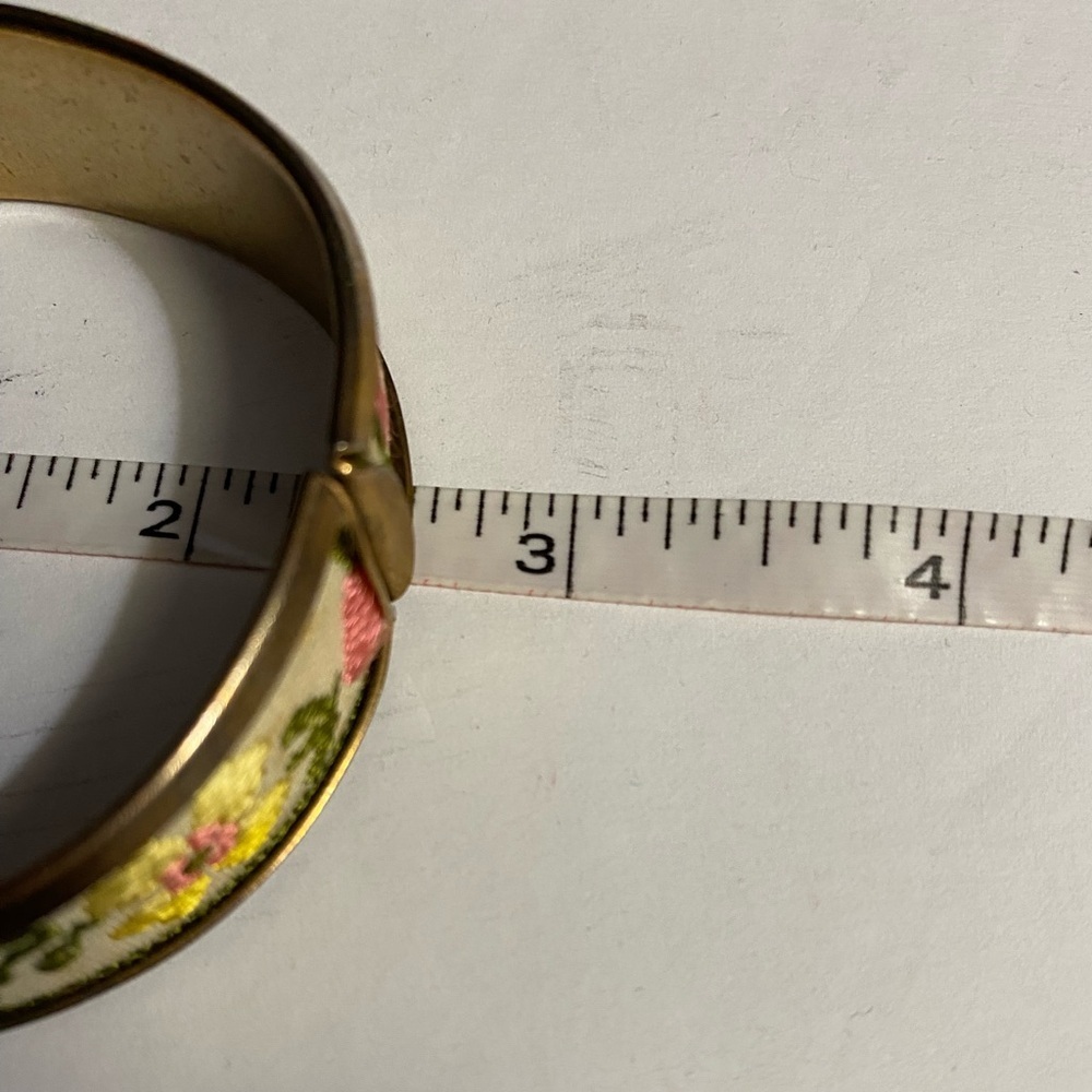 Swiss Clamper Bangle Bracelet, Swiss Needlework,vintage, Embroidery, Cottagecore - Picture 10 of 12